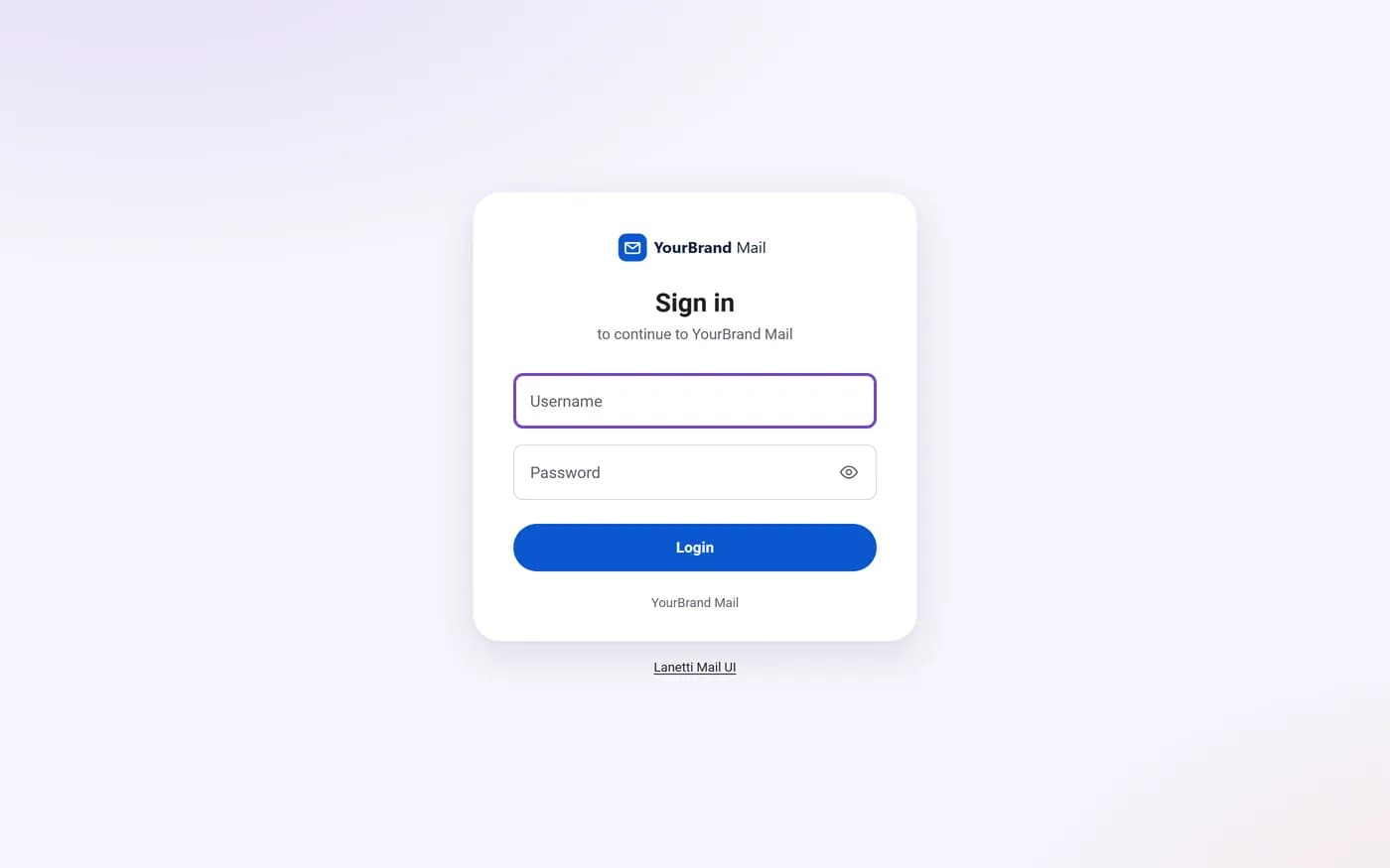 Sign-in page with the YourBrand logo and colours