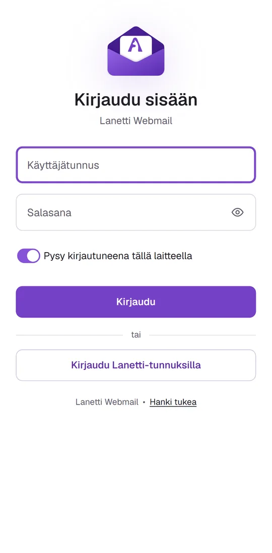 Webmailin kirjautuminen puhelimessa