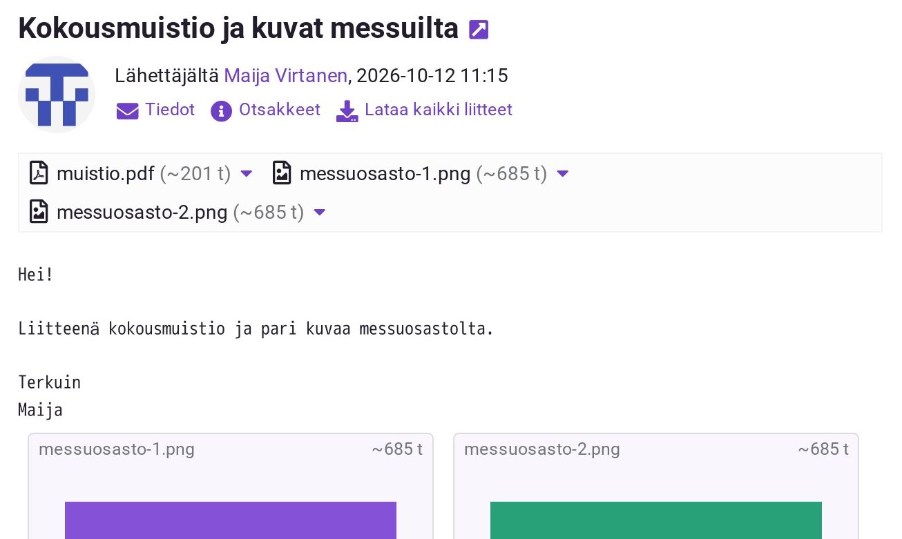 Lataa kaikki liitteet -linkki viestissä